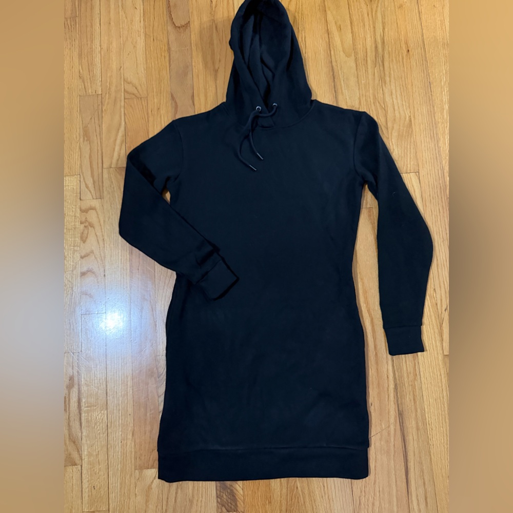 Troop Long Hooded Black Dress with Pockets